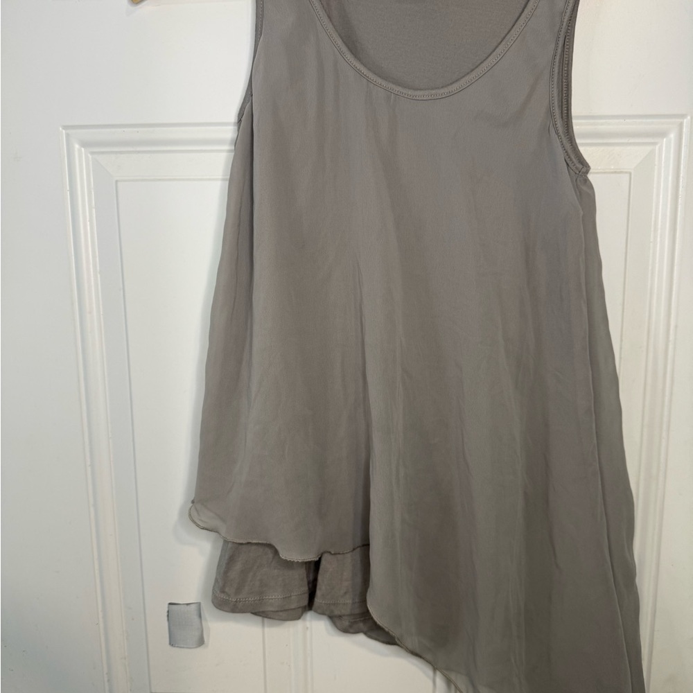 Gray Asymmetrical Tank Top with Angular Hem